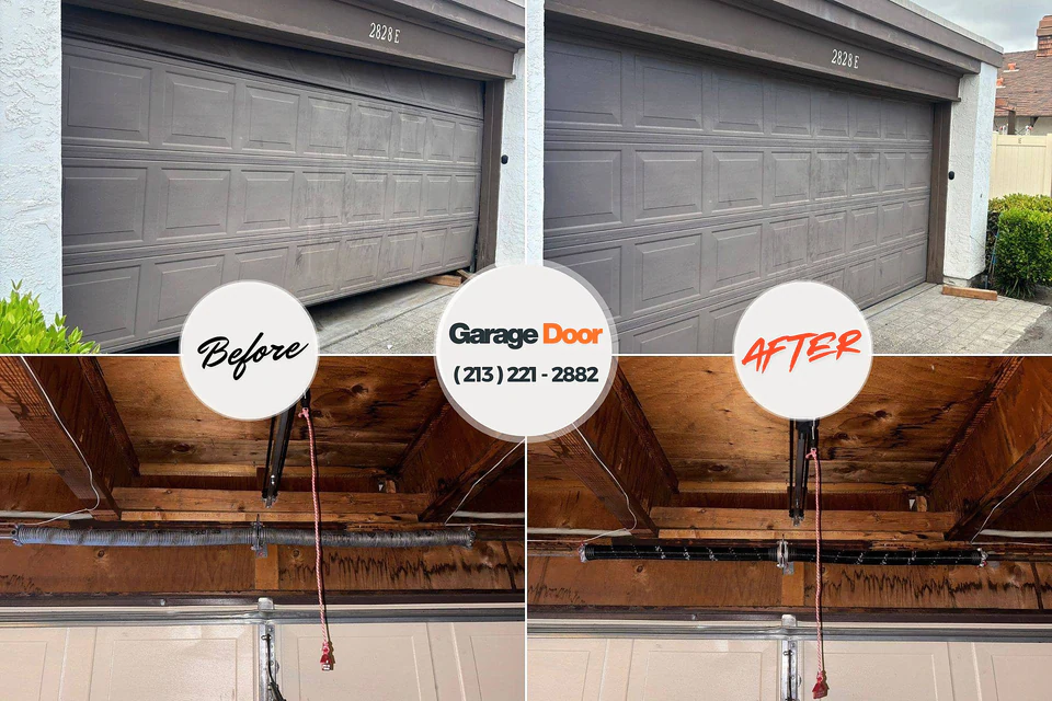 Before and after: garage door repair Sharpsburg, NC